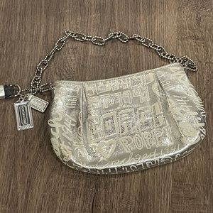 Coach Silver Poppy Wristlet